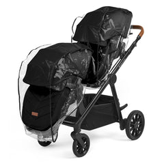 Ickle Bubba LIBRA Growing Family 11 Piece Bundle - Black - showing the seat units with rain covers