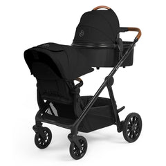 Ickle Bubba VIRGO Double Pram Pushchair Bundle Growing Family - Black - shown with the carrycot and a parent-facing seat