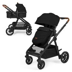 Ickle Bubba LIBRA Growing Family 11 Piece Bundle - Black - showing the pram and the single pushchair