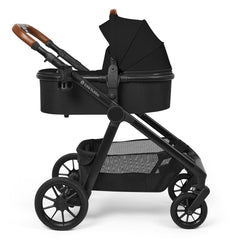 Ickle Bubba VIRGO Double Pram Pushchair Bundle Growing Family - Black - shown as a pram