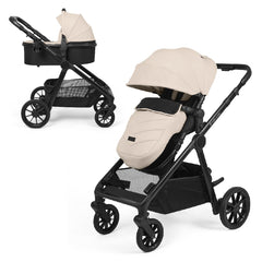 Ickle Bubba LIBRA Growing Family 11 Piece Bundle - Stone - showing the pram and the single pushchair