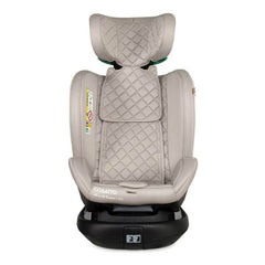 Cosatto All in All Ultra 360 Rotate i-Size Car Seat - Whisper front view, shown here as the high-back booster with headrest raised