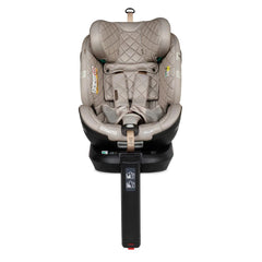 Cosatto All in All Ultra 360 Rotate i-Size Car Seat - Whisper front view in forward-facing mode, showing the 5-point safety harness