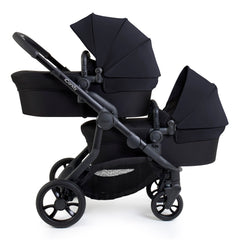 iCandy Orange 4 Twin Bundle - Black Edition - shown as the pram with two parent-facing carrycots