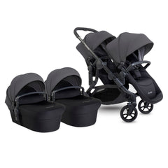 iCandy Orange 4 Twin Bundle - Fossil - showing the pram pushchair with its two seat units and two carrycots