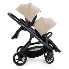 iCandy Orange 4 Twin Bundle - Latte - shown as the pushchair with two seat units, one parent-facing and one forward-facing