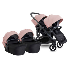 iCandy Orange 4 Twin Bundle - Rose - showing the pram pushchair with its two seat units and two carrycots