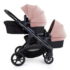 iCandy Orange 4 Twin Bundle - Rose - shown as the pram with two parent-facing carrycots