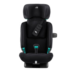 Britax Advansafix PRO i-Size Car Seat - Classic Deep Black - front view without 5-point harness and with headrest fully raised