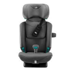 Britax Advansafix PRO i-Size Car Seat - Style Mineral Grey - front view with headrest fully raised