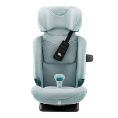 Britax Advansafix PRO i-Size Car Seat - Style Harbor Blue - front view with headrest fully raised