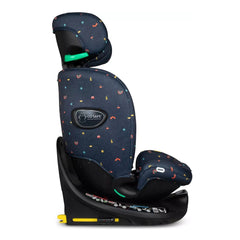 Cosatto All in All Extra i-Size 360 Car Seat - Doodle Days - side view, forward-facing with headrest fully raised