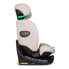 Cosatto All in All Extra i-Size 360 Car Seat - Whisper - side view, forward-facing with headrest fully raised