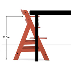 Hauck Alpha+B Wooden Highchair - Cork shown in use with a dining table