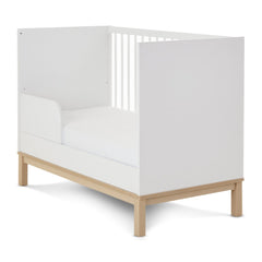 Obaby Astrid MINI Cot Bed - White - shown as the mini junior bed with its safety rail