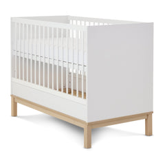 Obaby Astrid MINI Cot Bed (120x60cm) - White - shown with mattress base at its highest level