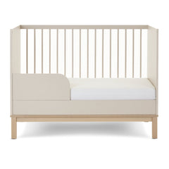 Obaby Astrid MINI Cot Bed (120x60cm) - Satin - side view, shown as the junior bed with its safety rail