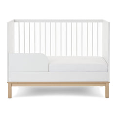 Obaby Astrid Mini Cot Bed - 120x60cm White - side view of the junior bed with its safety rail