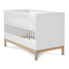 Obaby Astrid Cot Bed (140x70cm) - White - shown with mattress base at highest level