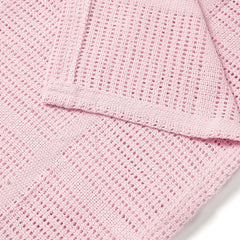 Clair De Lune Cellular Pram Blanket - Pink - showing the blanket laid flat