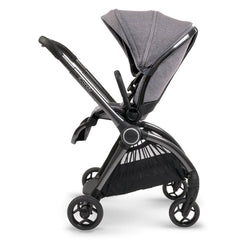 iCandy Core - Light Grey - showing the forward-facing pushchair with its ride-on board