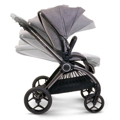 iCandy Core - Light Grey - showing the pushchair`s adjustable seat, canopy and leg rest