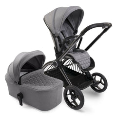 iCandy Core - Light Grey - showing the carrycot and parent-facing pushchair