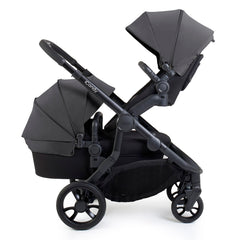 iCandy Orange 4 Double Bundle - Fossil - showing the seat unit parent-facing and the carrycot forward-facing