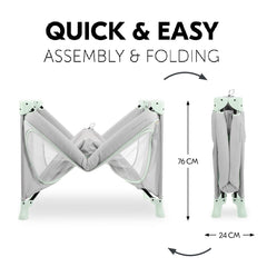 Hauck Dream n Play Plus Travel Cot - Mint showing its folding action