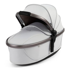 egg3 Carrycot - Houndstooth Silver - shown with hood fully extended