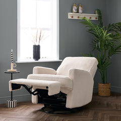 Madison Electric Swivel Glider Recliner Chair - Teddy Ivory, lifestyle image (accessories not included)