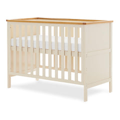 Obaby Evie MINI Cot Bed - Cashmere - shown as the mini cot with mattress base at its highest level (mattress not included)