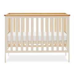 Obaby Evie MINI Cot Bed - 120x60cm Cashmere - showing the cot with mattress base at middle level