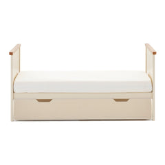 Obaby Evie MINI Cot Bed with Under Drawer - 120x60cm Cashmere - showing the junior bed with the under drawer