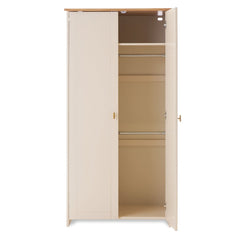 Obaby Evie Double Wardrobe - Cashmere - showing the interior`s shelf and two hanging rails