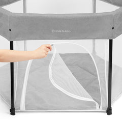 Ickle Bubba Fiesta Pop-Up Playpen - Space Grey - zipped door