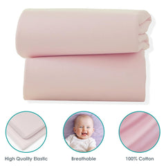 Clair De Lune Fitted Cot Bed Sheets (Pack of 2) - Pink - showing some of the features