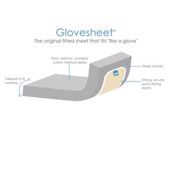 DK Glovesheets Chicco Next 2 Me / Lullago Fitted Sheet (Grey) - showing the sheet`s construction