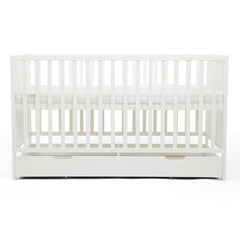 Ickle Bubba Hartley Classic Cot with Under Drawer - White - side view, highest level