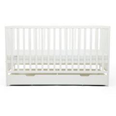 Ickle Bubba Hartley Classic Cot with Under Drawer - White - side view, middle level