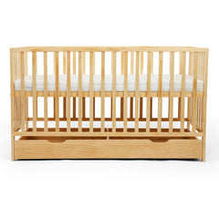 Ickle Bubba Hartley Classic Cot with Under Drawer - Pine - side view, highest level