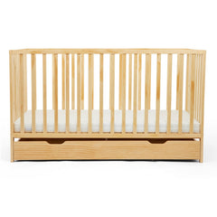 Ickle Bubba Hartley Classic Cot with Under Drawer - Pine - side view, lowest level