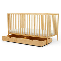 Ickle Bubba Hartley Classic Cot with Under Drawer - Pine - front view, drawer out