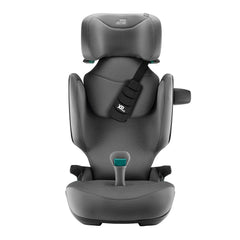 Britax Kidfix PRO i-Size Car Seat - Style Mineral Grey - front view with headrest fully raised