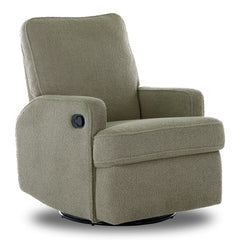 Obaby Madison Swivel Glider Recliner Chair (Teddy Olive) - showing the chair`s circular stand and the recline lever