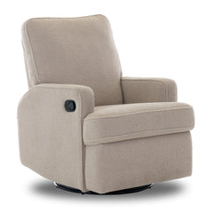 Obaby Madison Swivel Glider Recliner Chair (Teddy Truffle) - showing the chair`s circular stand and the recline lever