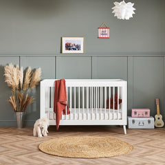 Obaby MAYA Cot Bed (Nordic White) - lifestyle image