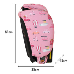 Cosatto On The Go i-Size Travel Car Seat - Itchy Feet Rosy - folded dimensions