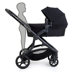 iCandy Orange 4 Combo Bundle - Black Edition - showing the pram with the integrated ride-on board