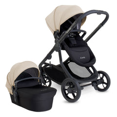 iCandy Orange 4 Combo Bundle - Latte - showing the carrycot and parent-facing pushchair